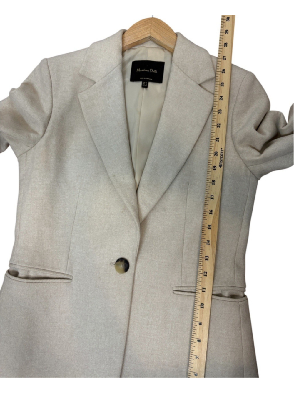 Massimo Dutti Blazer Jacket Women's US 6 Beige Wool Italian Fabric Quiet Luxury - Picture 8 of 12